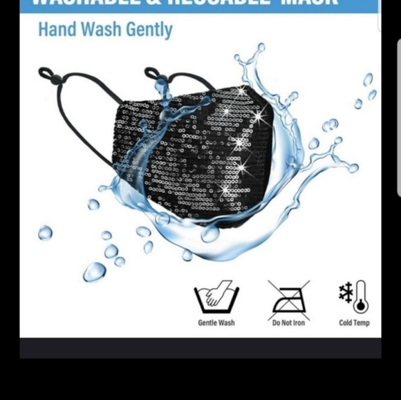 😷😷Gorgeous Blue Sequins face mask😷😷 - Picture 4 of 6